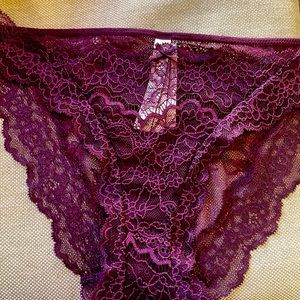 VS eggplant color size small lace panty. NWT